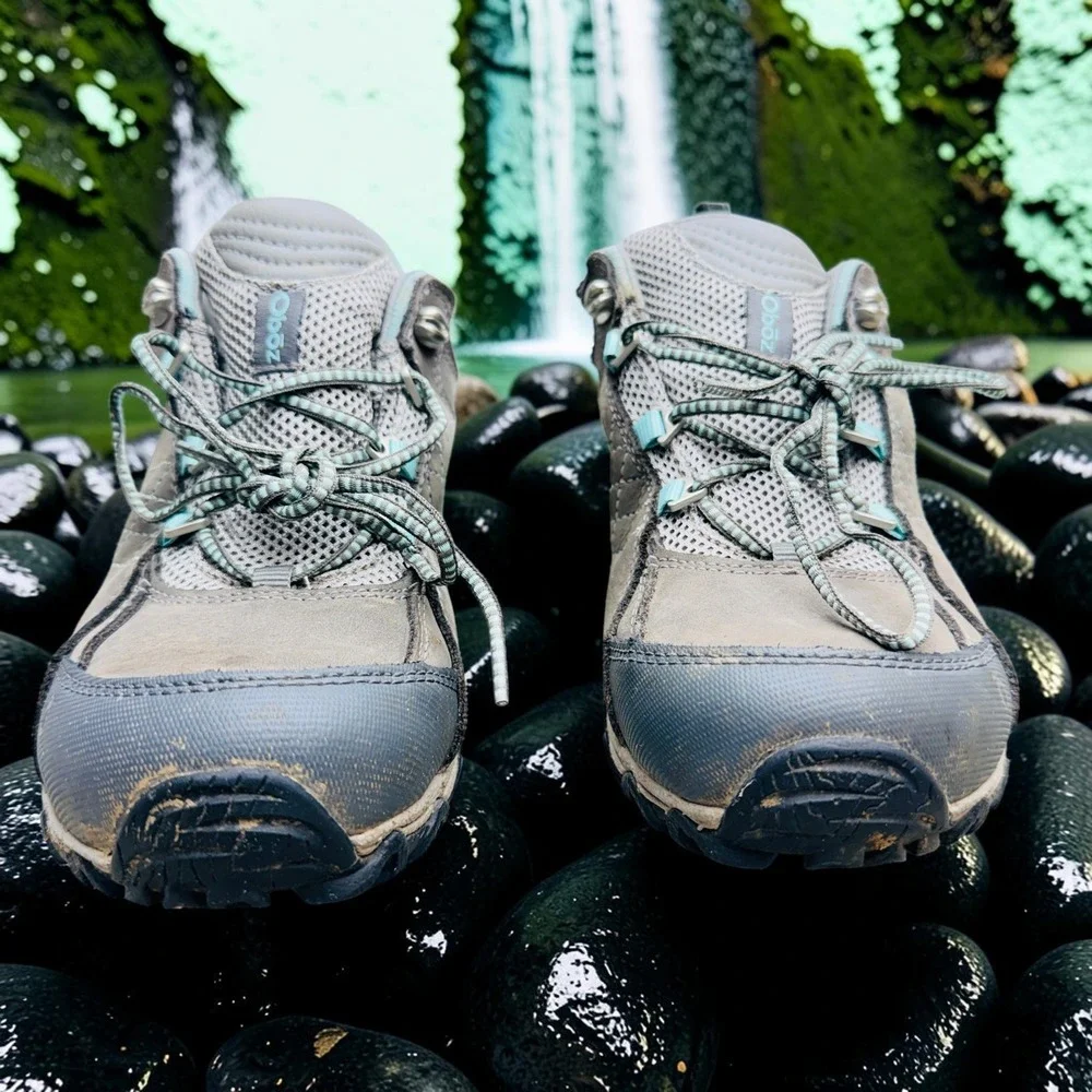 Oboz Bridger Low B-DRY Waterproof Hiking Shoes Gray Blue Wide Mens 7.5W